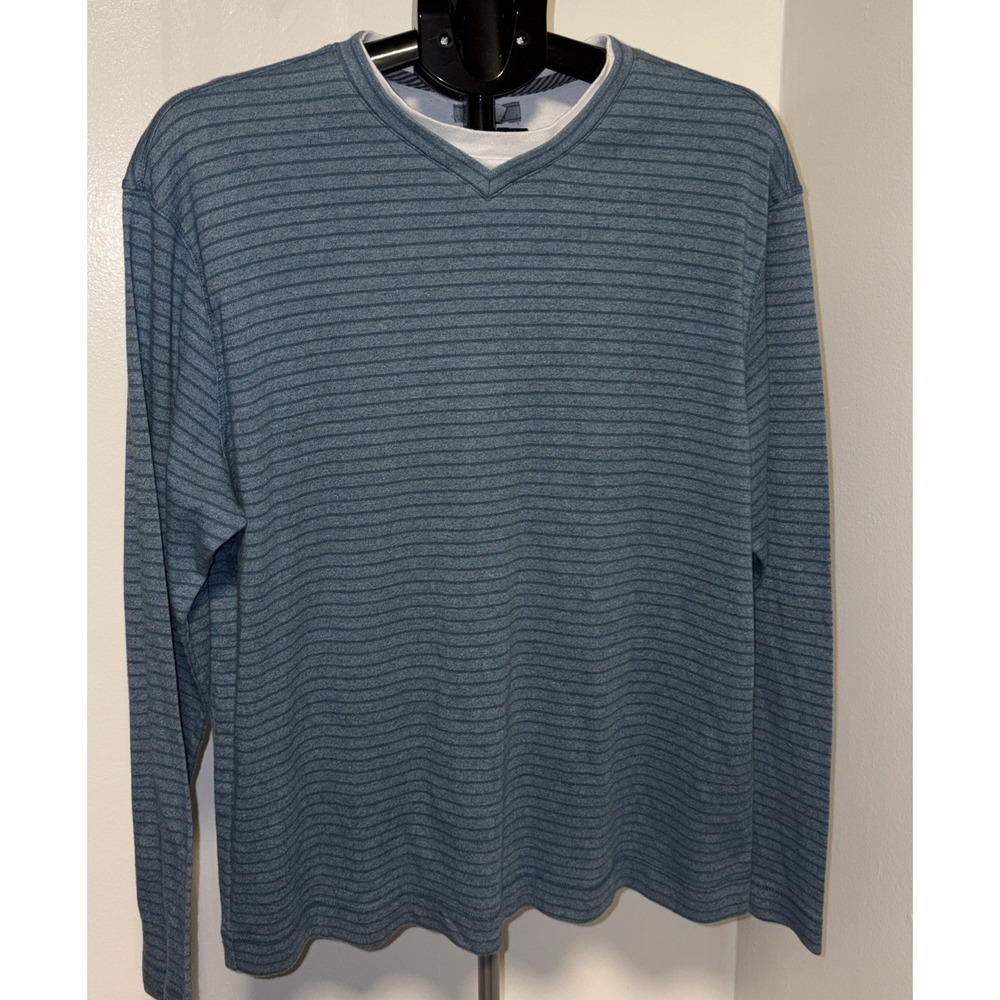 Method Long Sleeve L light blue stripes